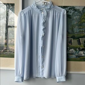 Wilfred Blue Ruffle Front Blouse